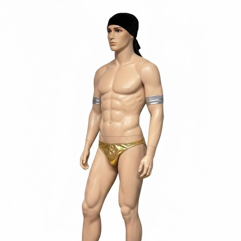 Shiny Gold Bikini Briefs for Men | Stylish Swimwear