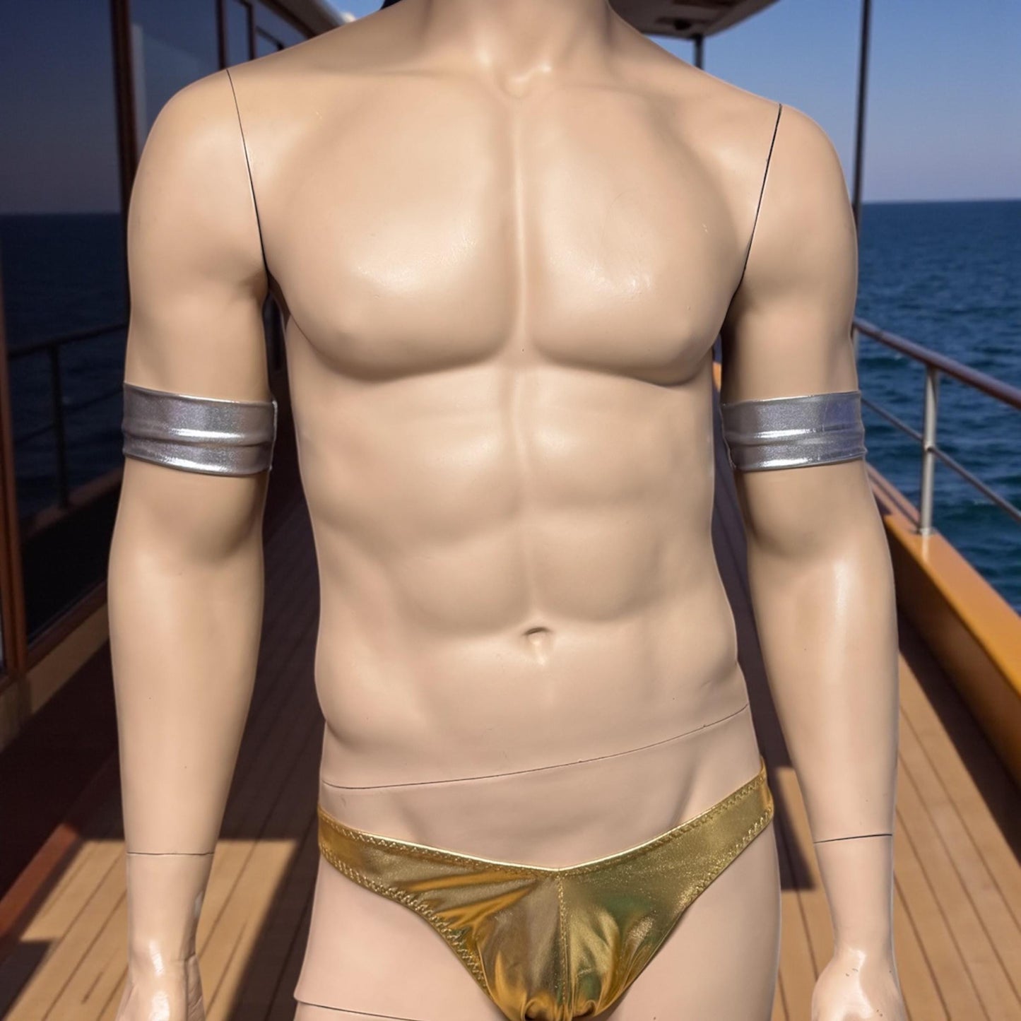 Shiny Gold Bikini Briefs for Men | Stylish Swimwear