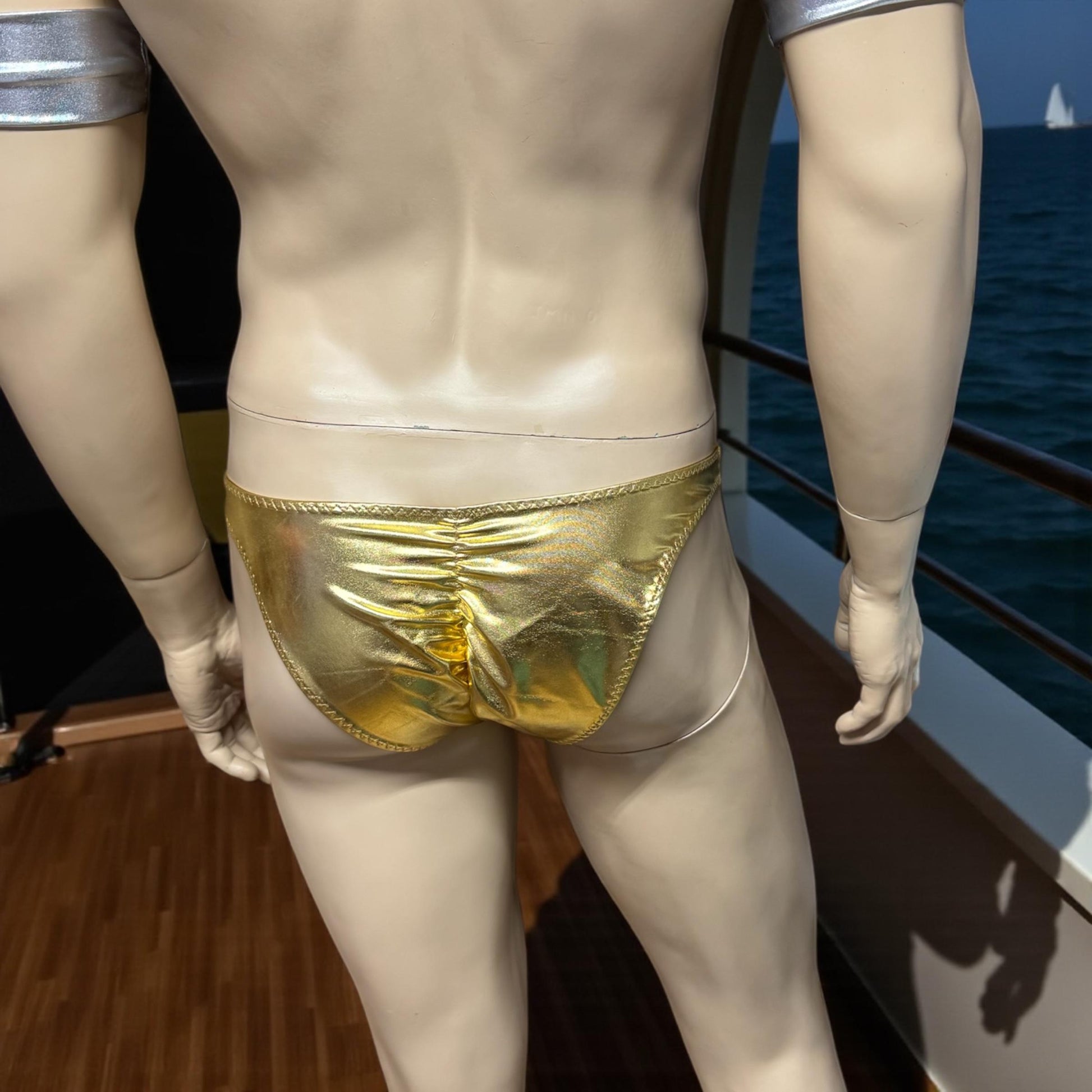 Shiny Gold Bikini Briefs for Men | Stylish Swimwear