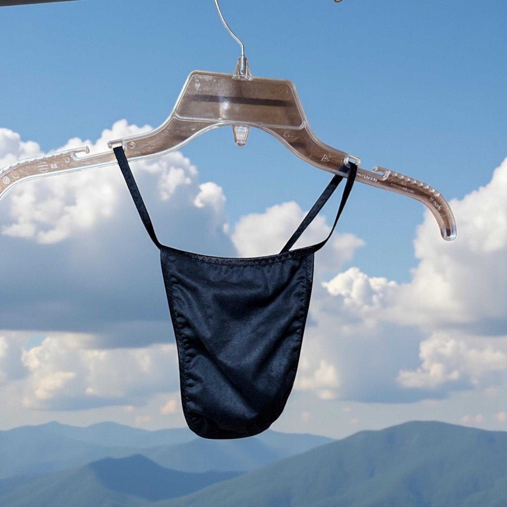 Men's Black Faux Suede G-String | Soft and Sleek Design