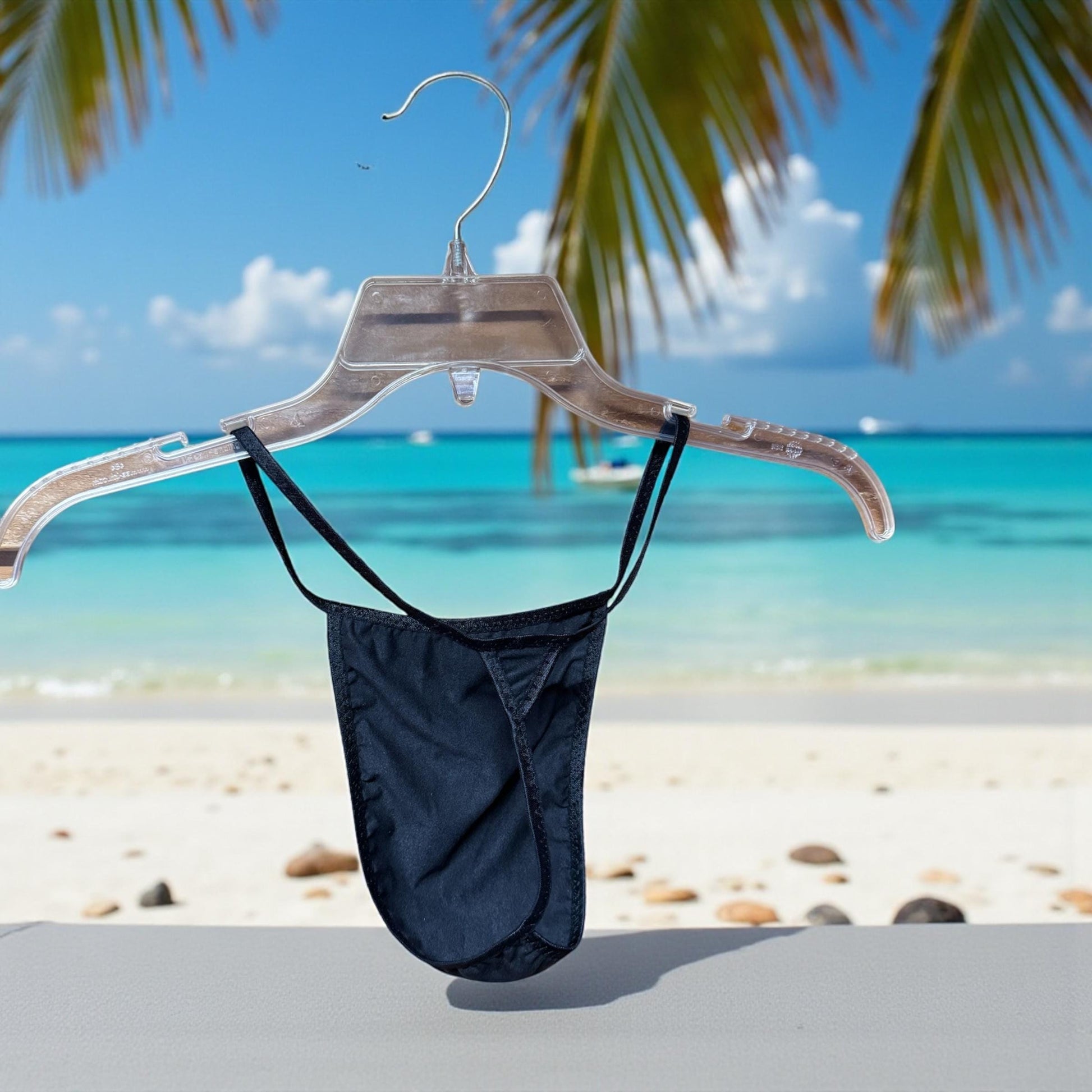Men's Black Faux Suede G-String | Soft and Sleek Design