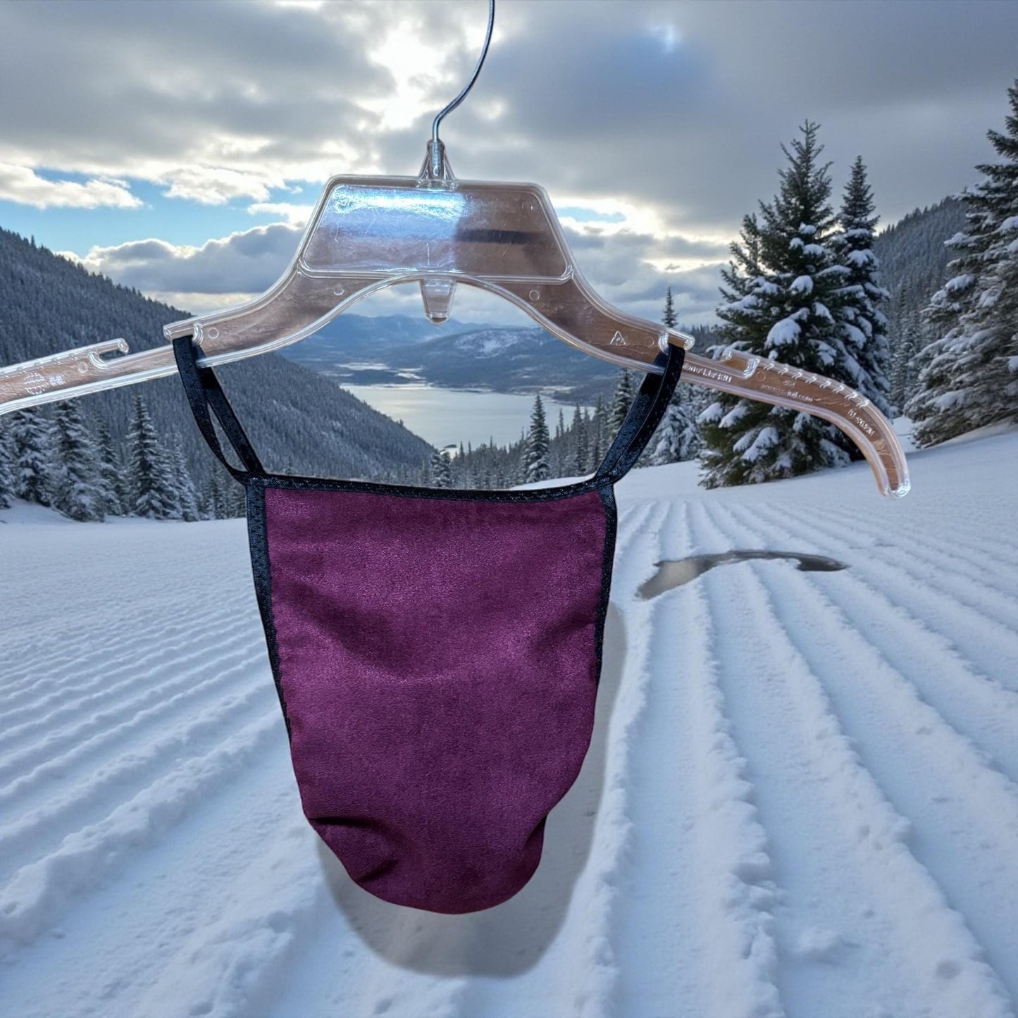 Men's Burgundy Faux Suede G-String | Soft and Sleek Design