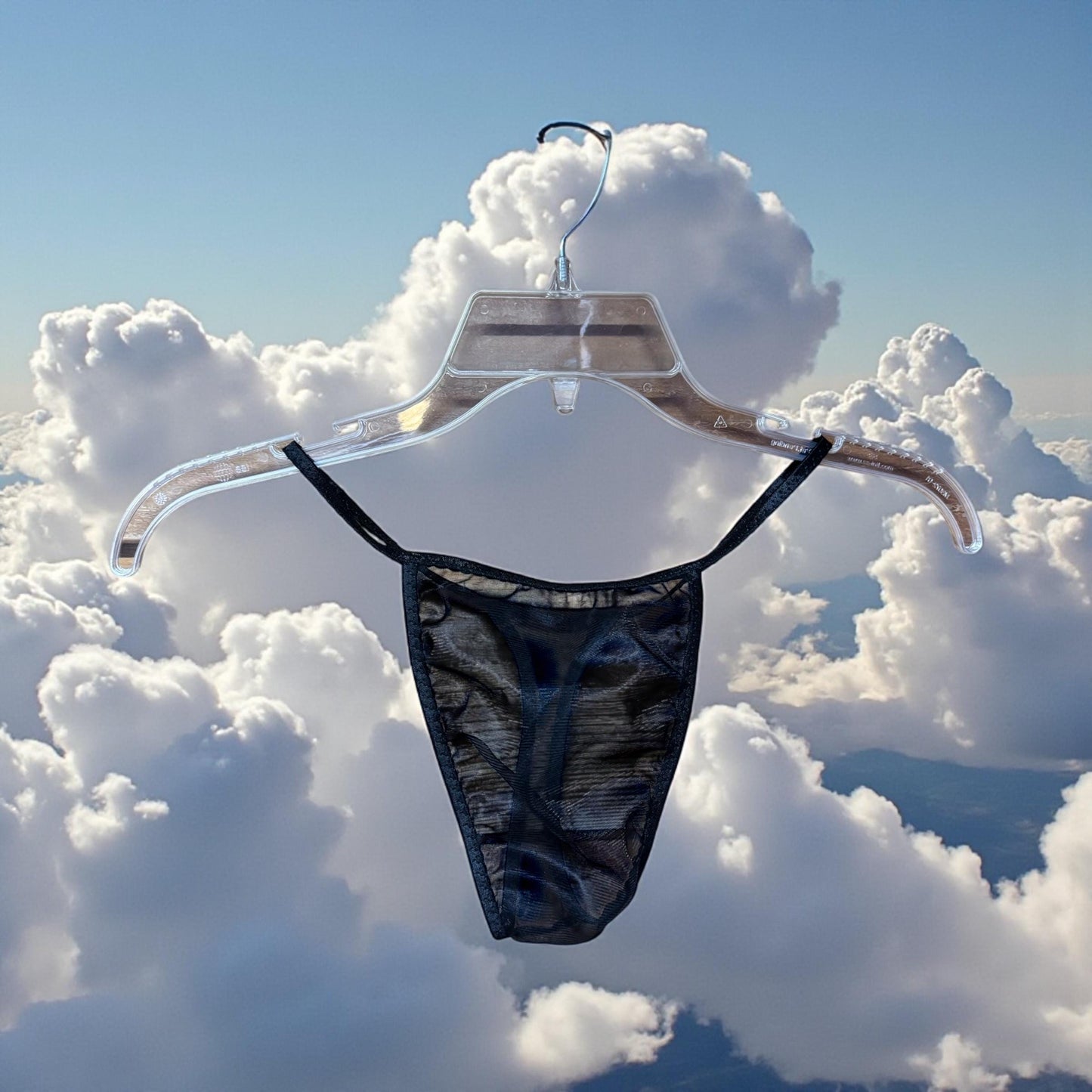 Men's Black Chiffon Thong