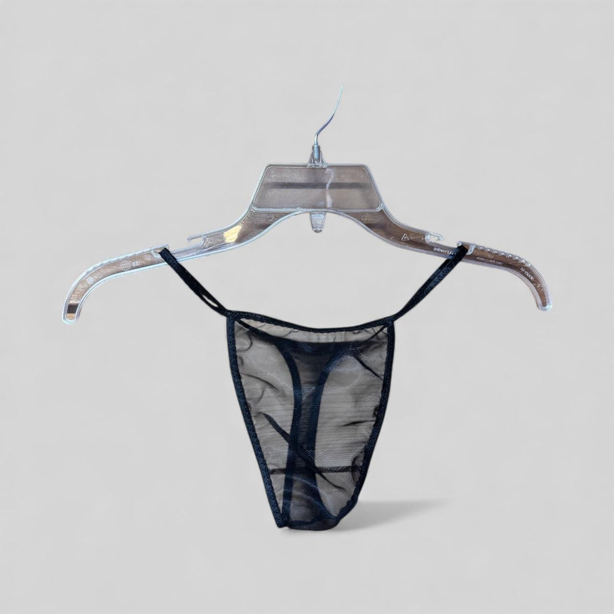 Men's Black Chiffon Thong