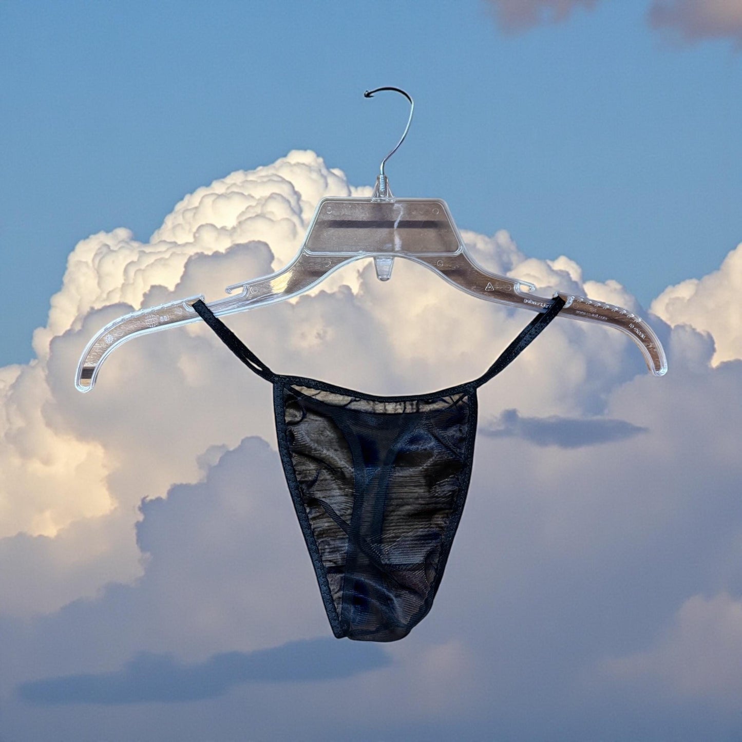 Men's Black Chiffon Thong