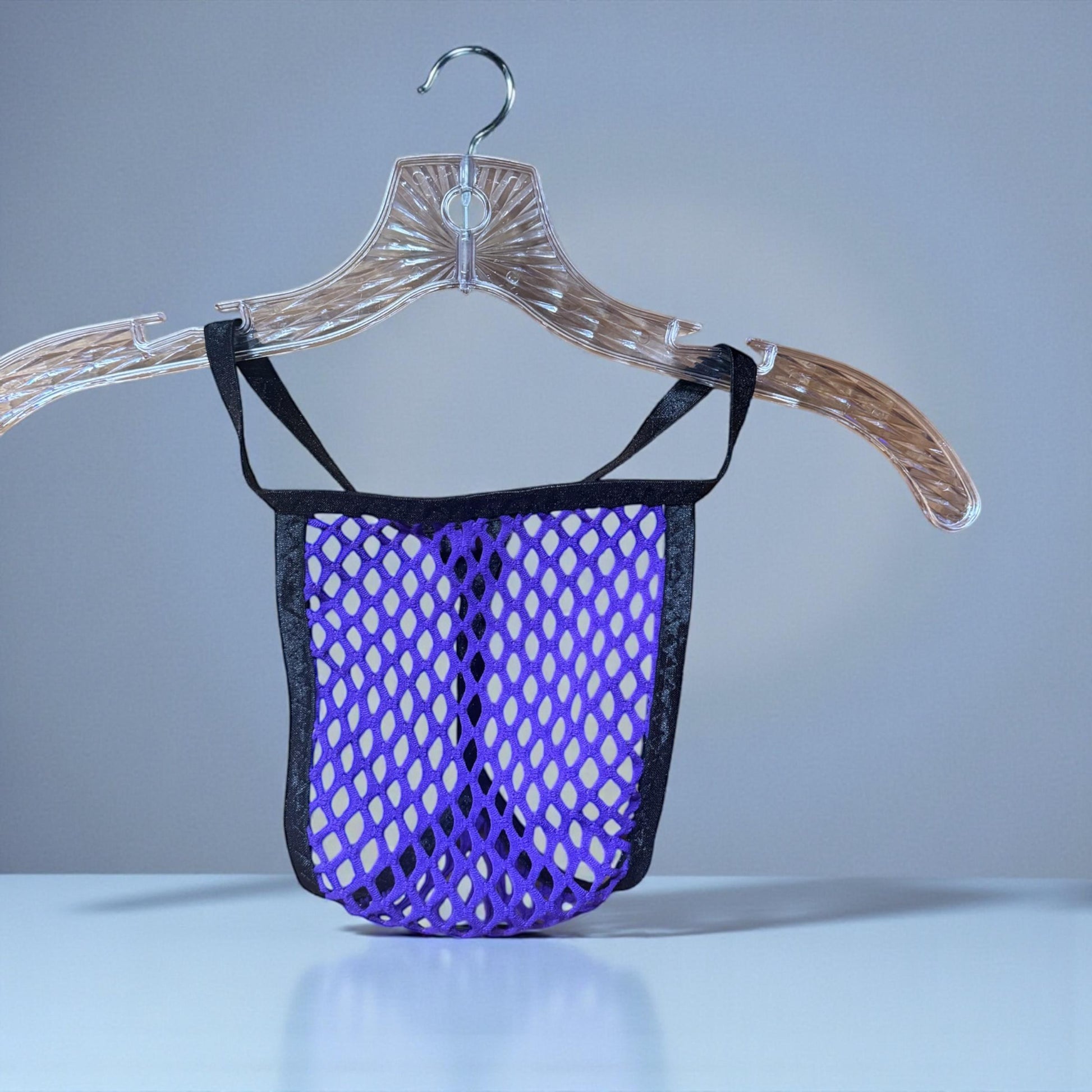 Men's purple mesh thong