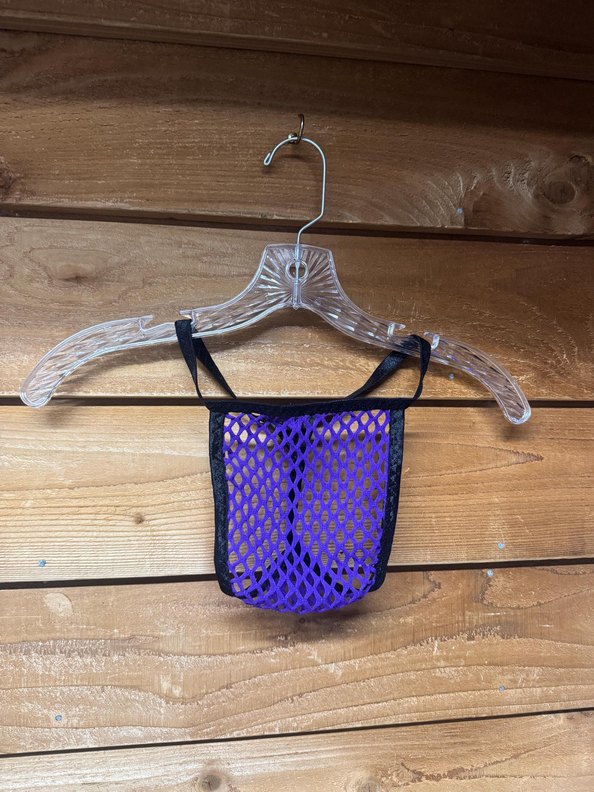 Men's purple mesh thong