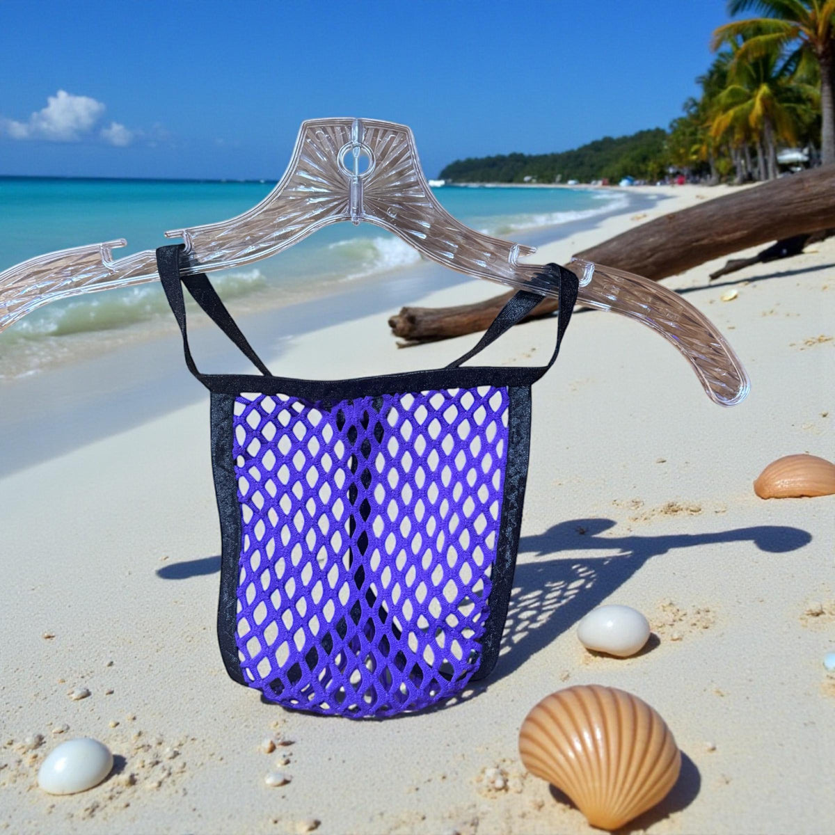 Men's purple mesh thong