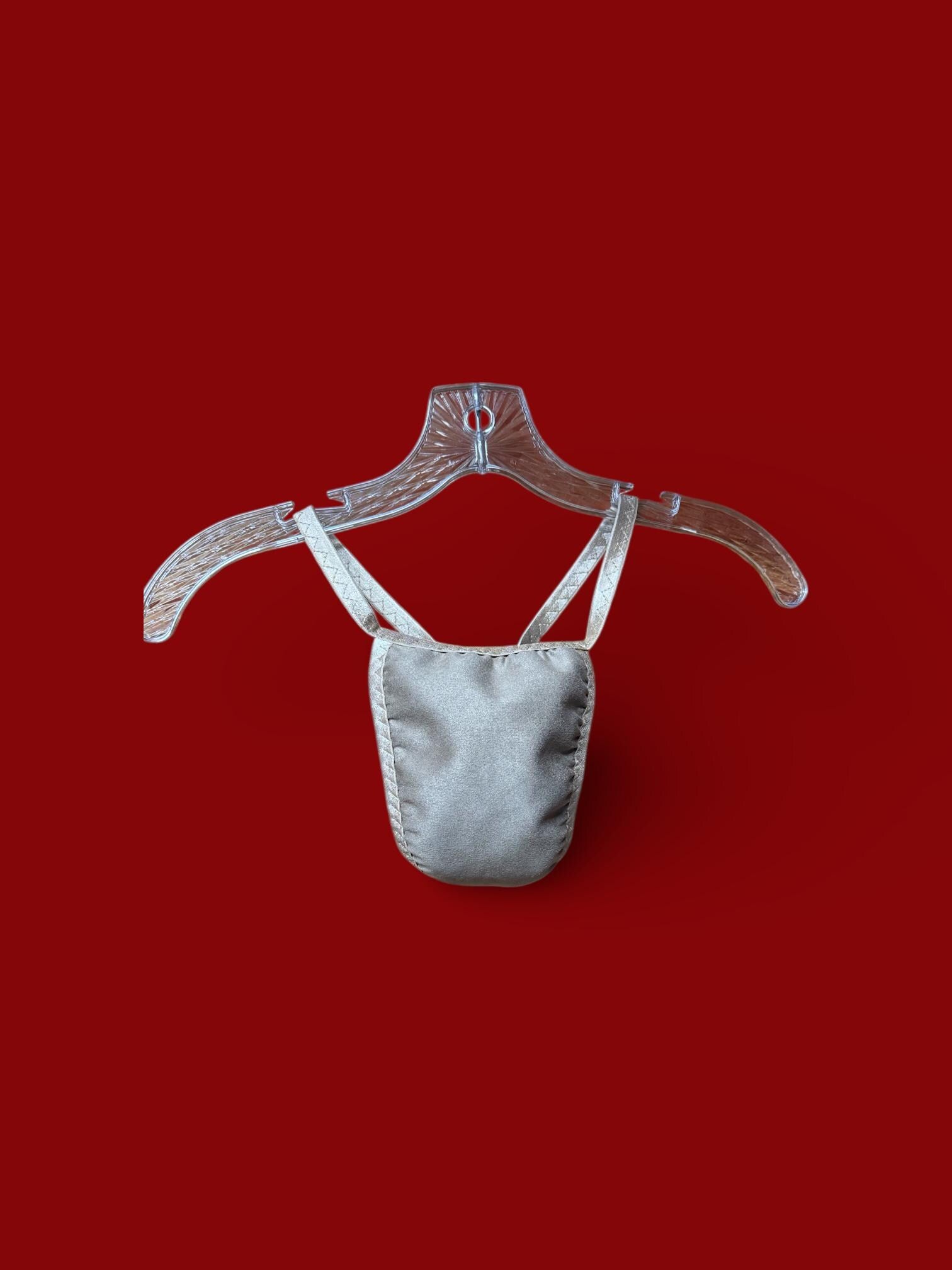 Men's Beige Faux Suede G-String | Soft and Sleek Design