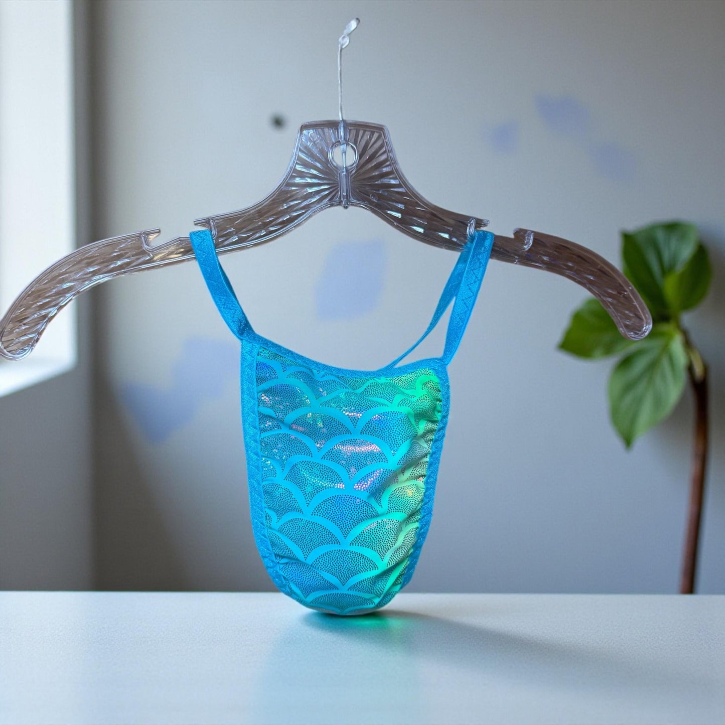 Men's Holographic Swim Thong G-String | Exotic Underwear for Pool Parties