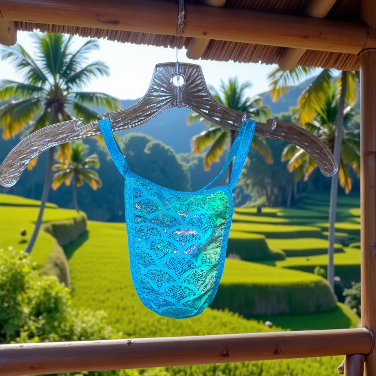 Men's Holographic Swim Thong G-String | Exotic Underwear for Pool Parties
