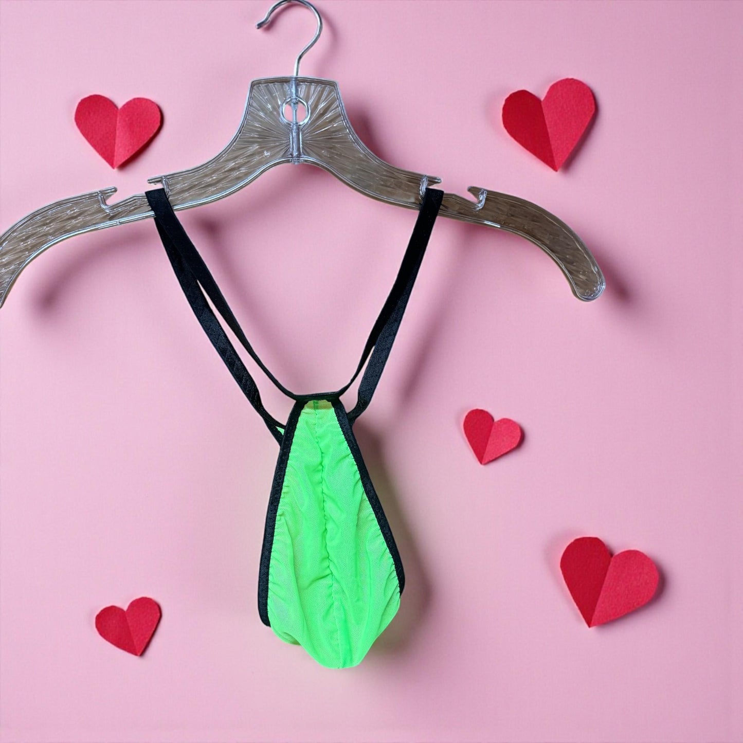 Neon Green Mesh Teardrop Thong for Men