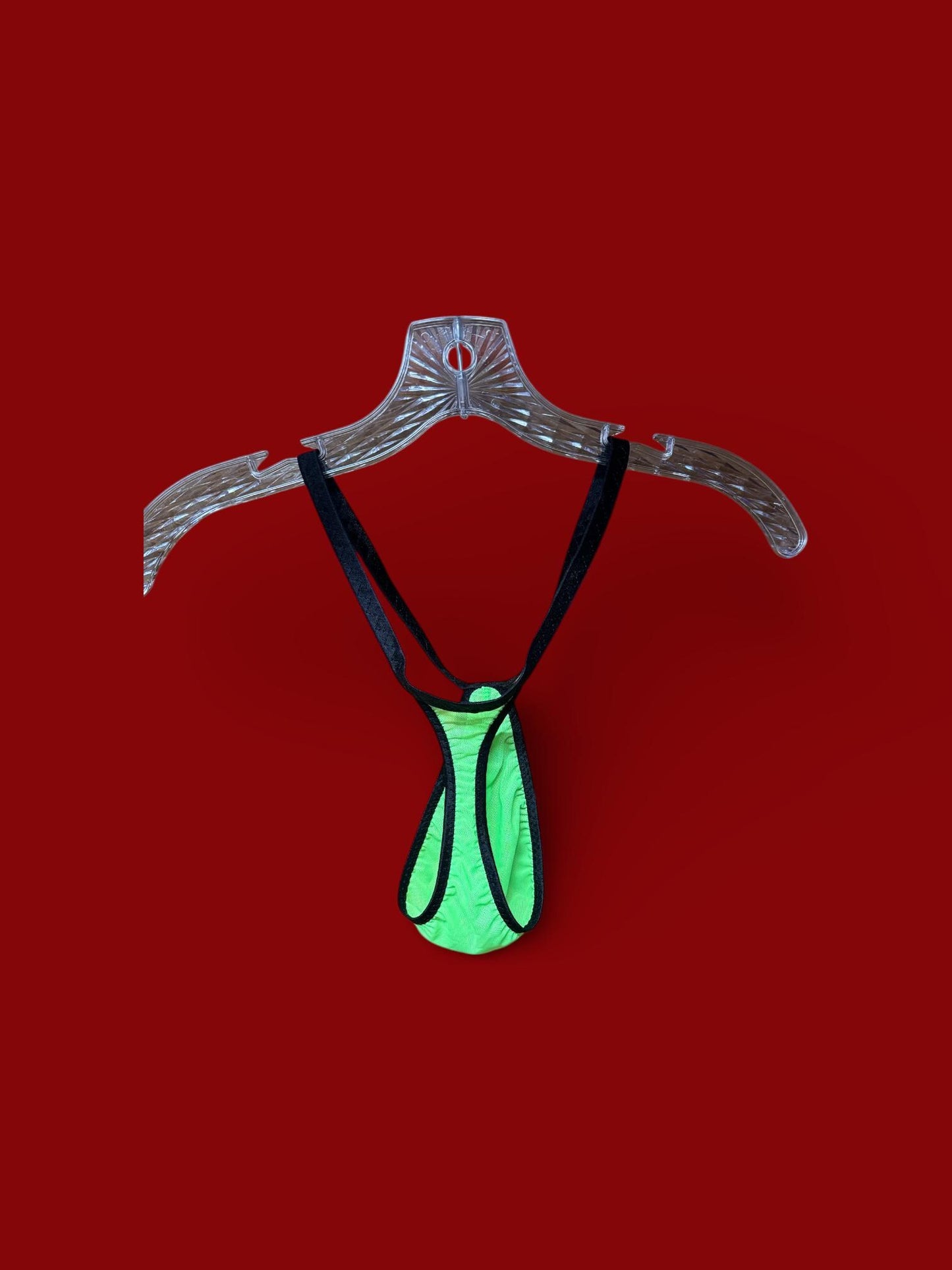Neon Green Mesh Teardrop Thong for Men