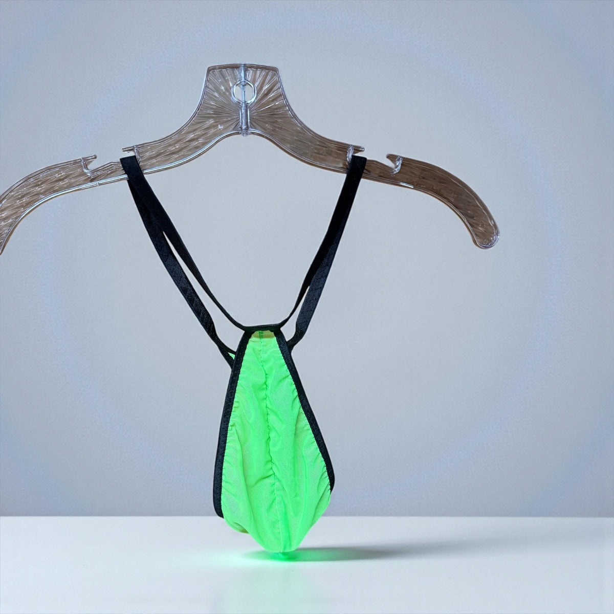 Neon Green Mesh Teardrop Thong for Men