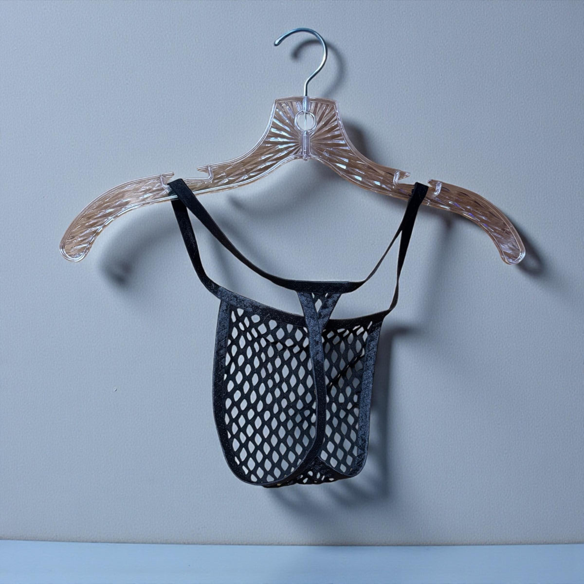 Sleek Black Mesh Thong - Men's Lingerie