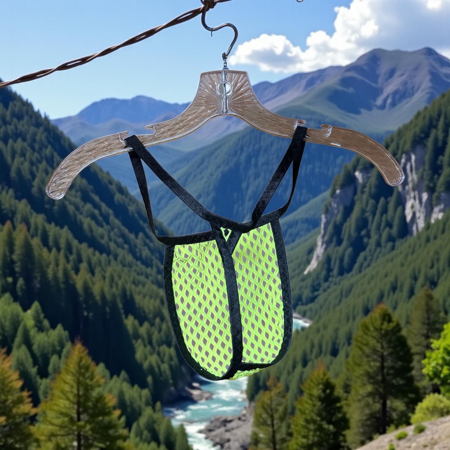 Neon Yellow Mesh Micro Thong for Men - Sexy Underwear