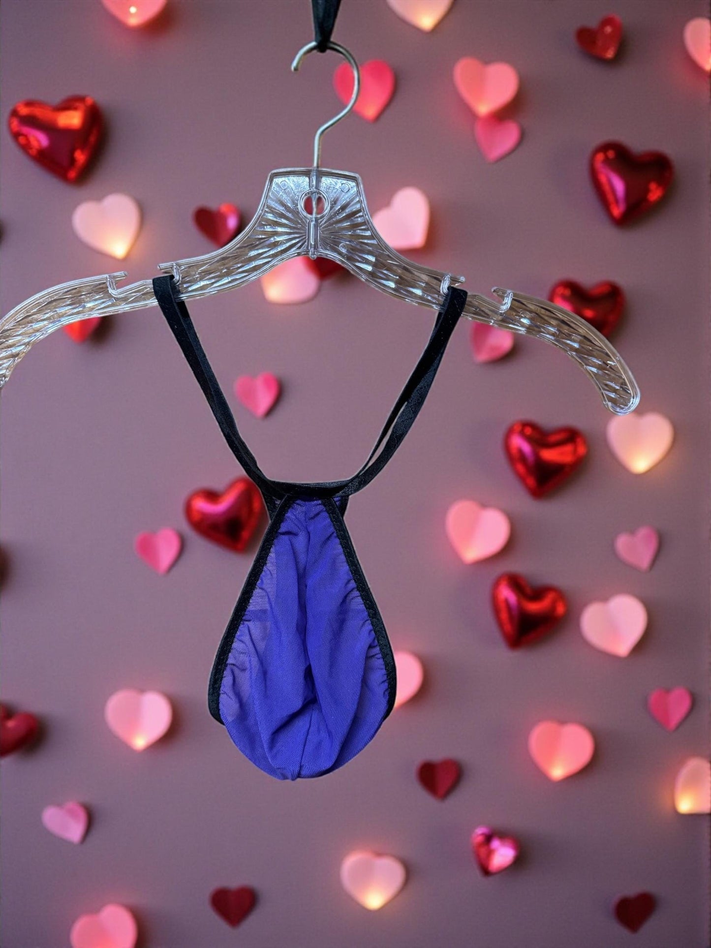 Purple Mesh Teardrop Thong for Men