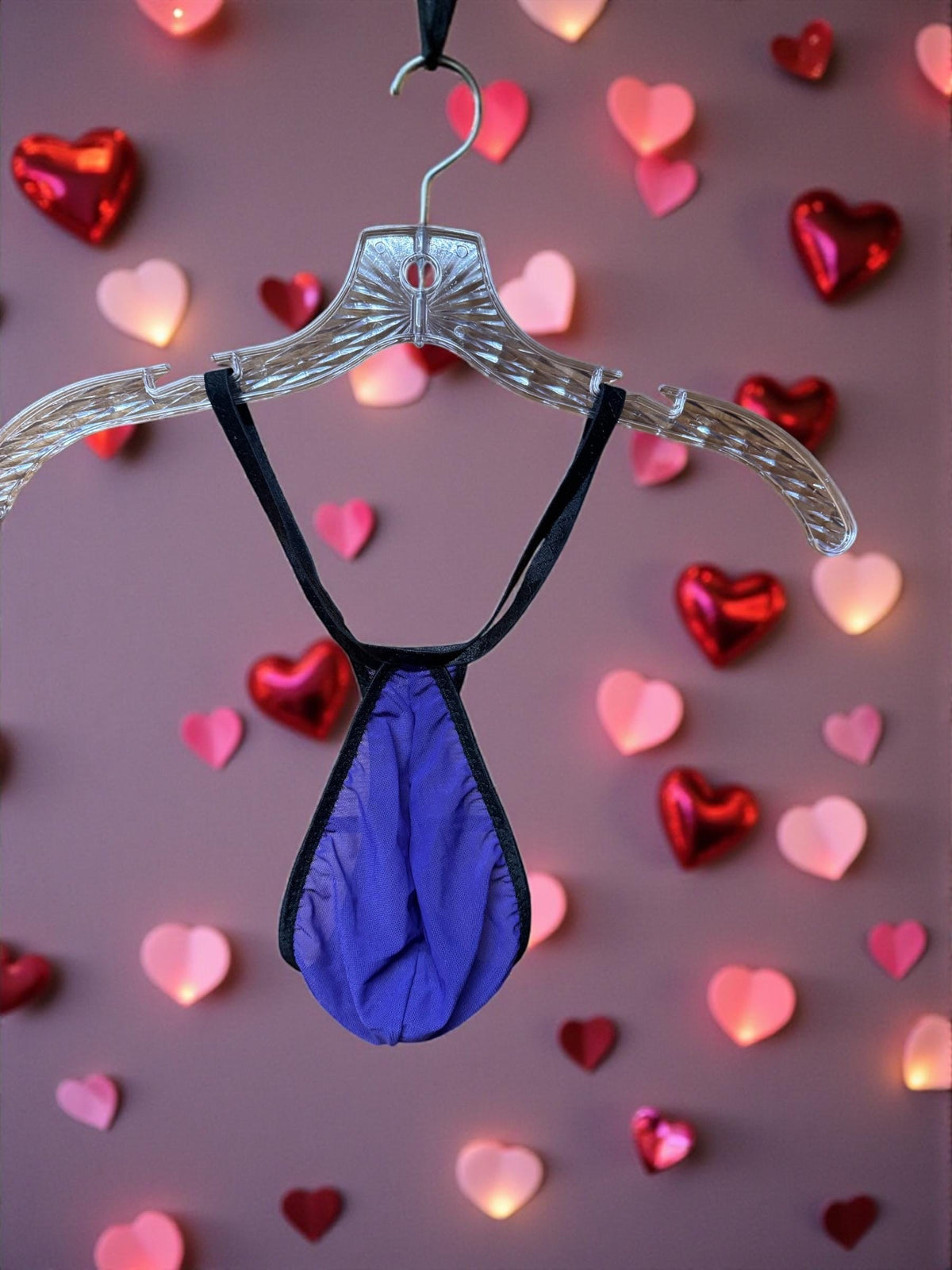 Purple Mesh Teardrop Thong for Men
