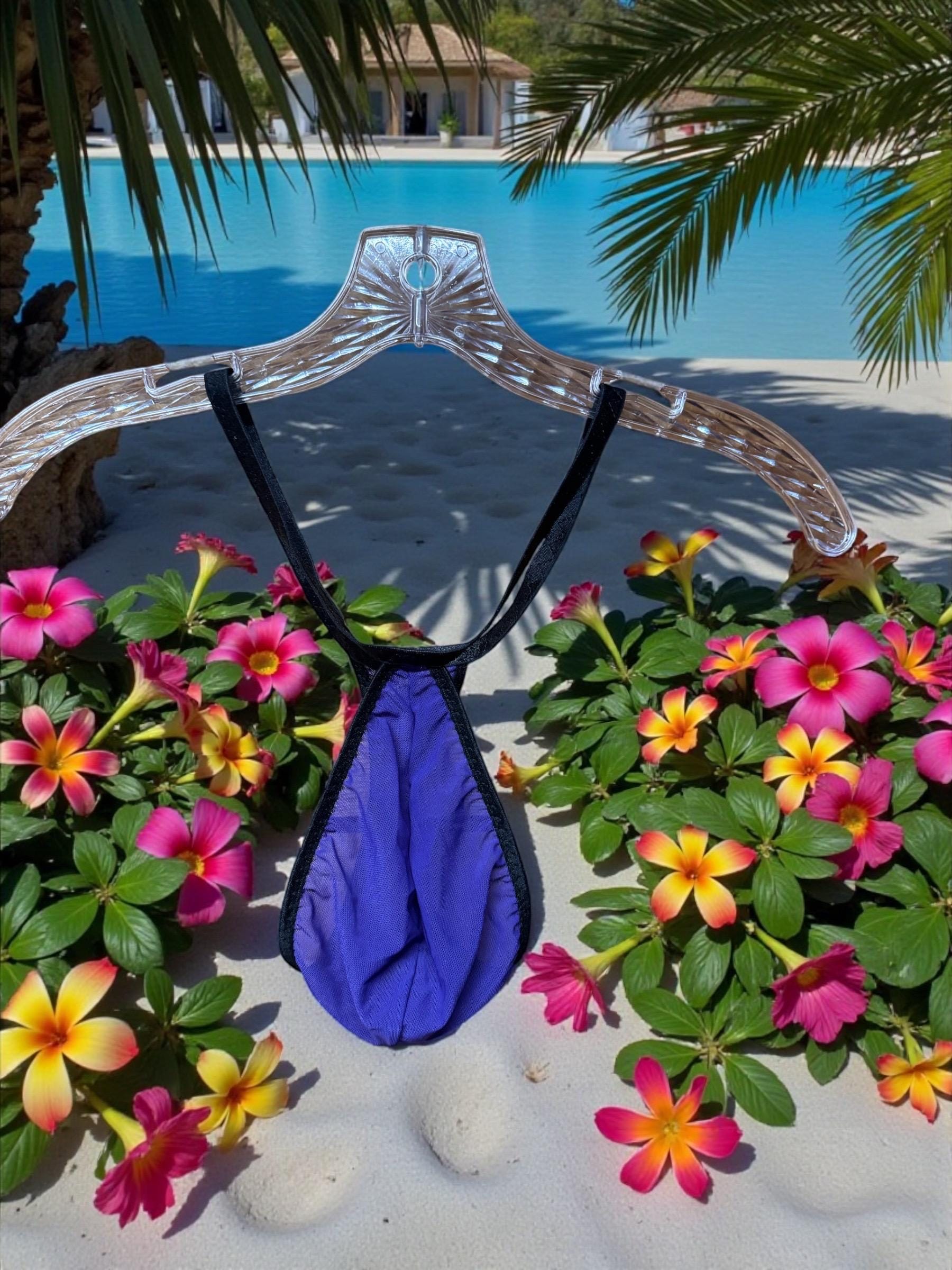 Purple Mesh Teardrop Thong for Men