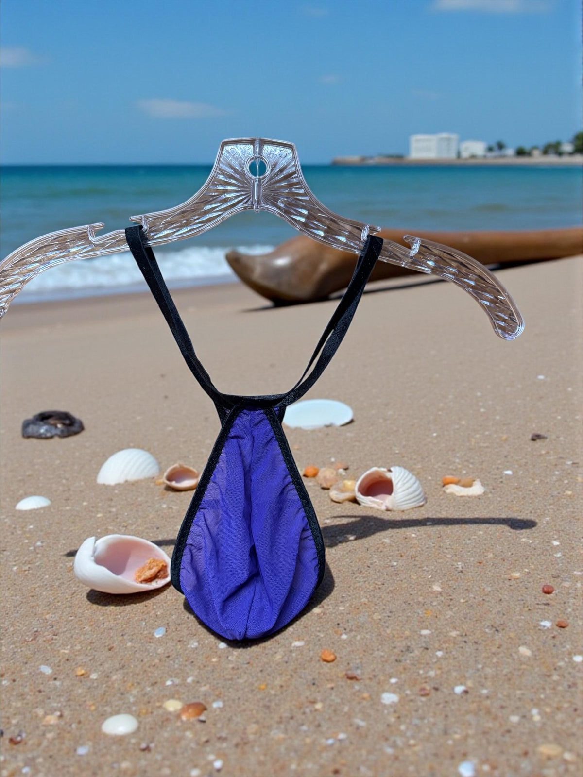Purple Mesh Teardrop Thong for Men