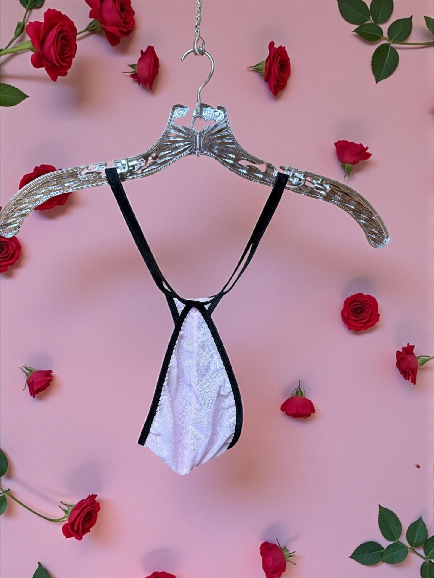 Pink Mesh Teardrop Thong for Men
