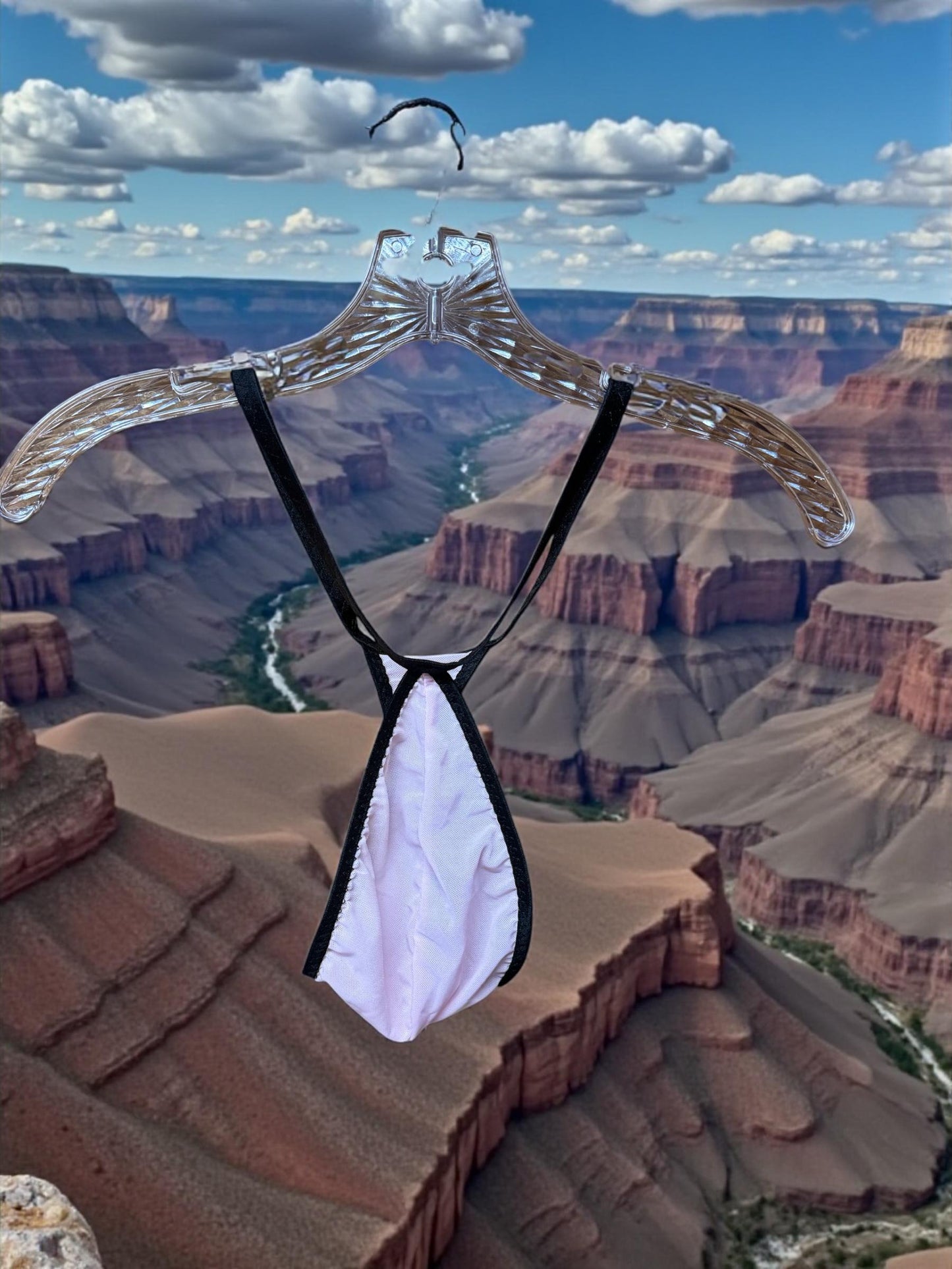 Pink Mesh Teardrop Thong for Men