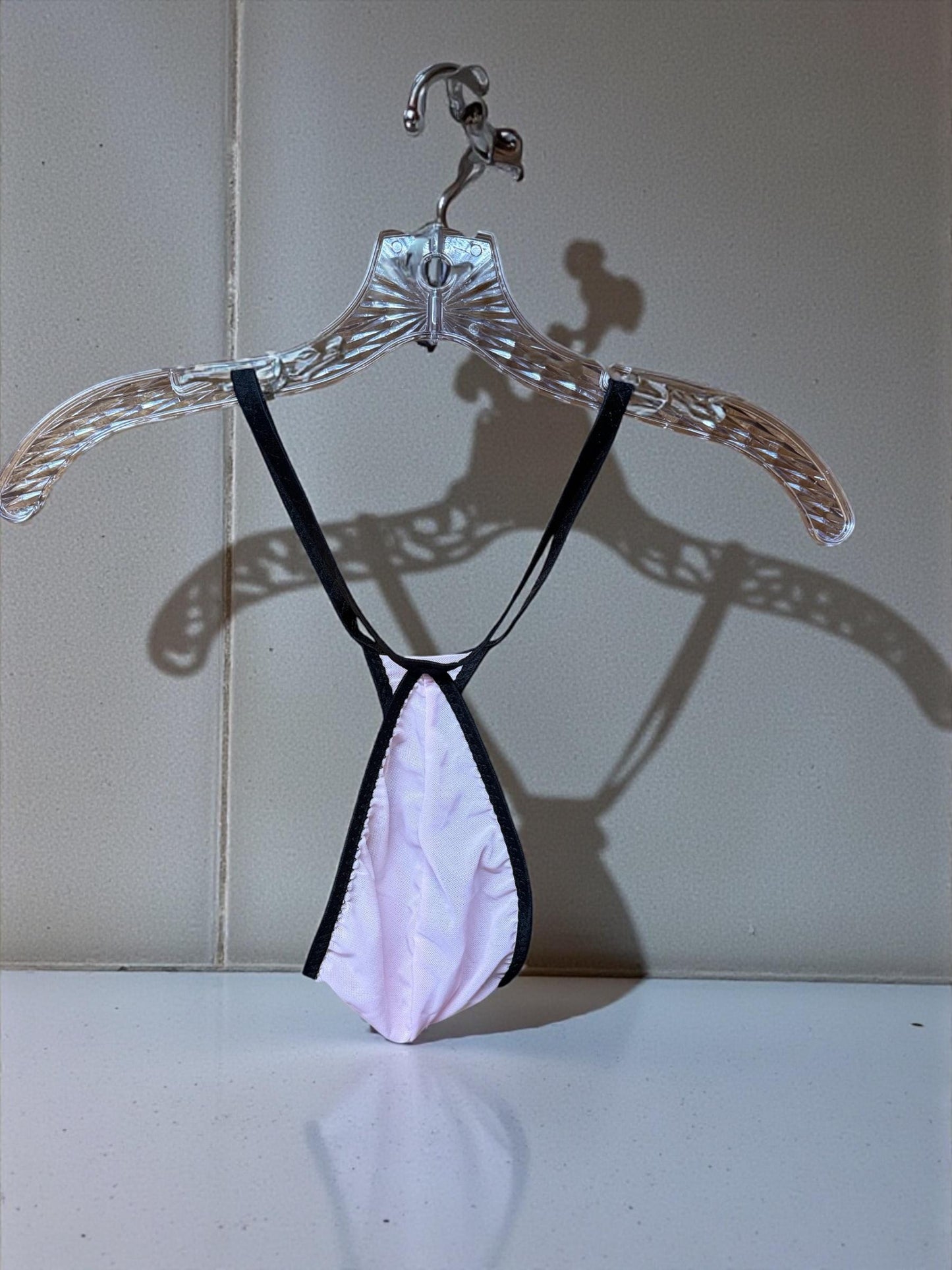 Pink Mesh Teardrop Thong for Men