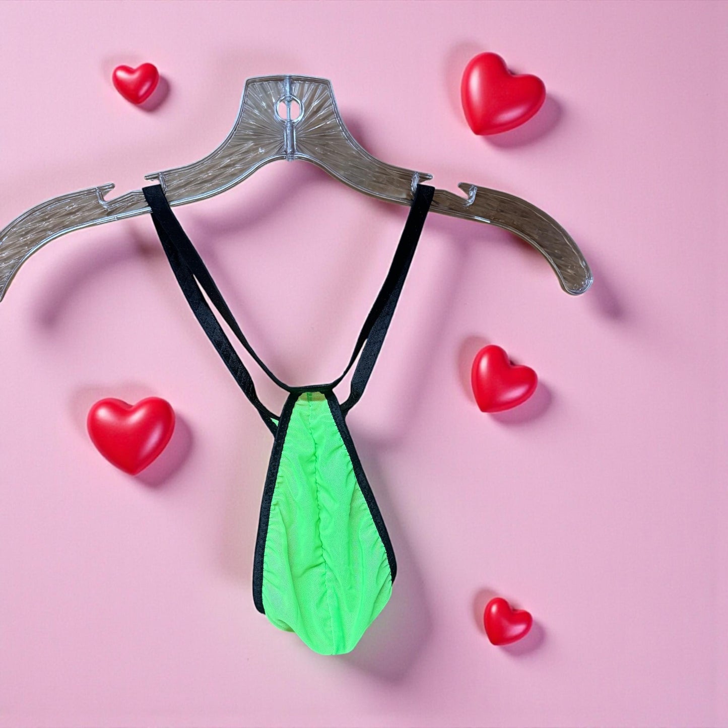 Neon Green Mesh Teardrop Thong for Men