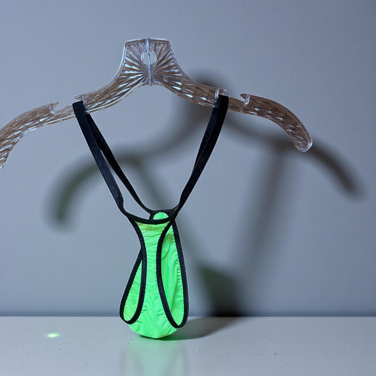 Neon Green Mesh Teardrop Thong for Men