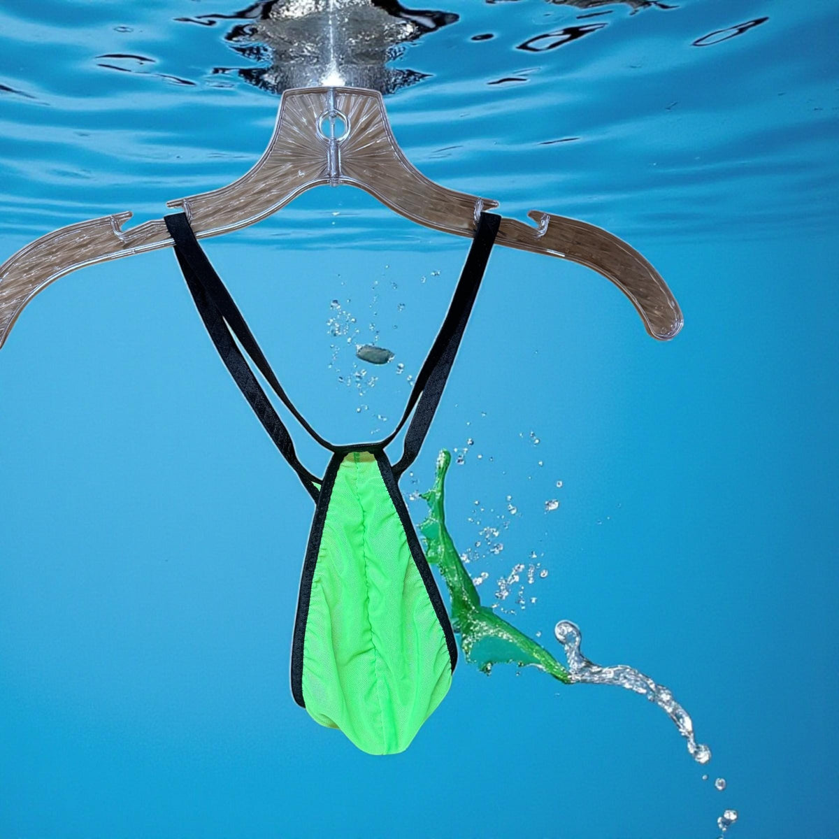 Neon Green Mesh Teardrop Thong for Men