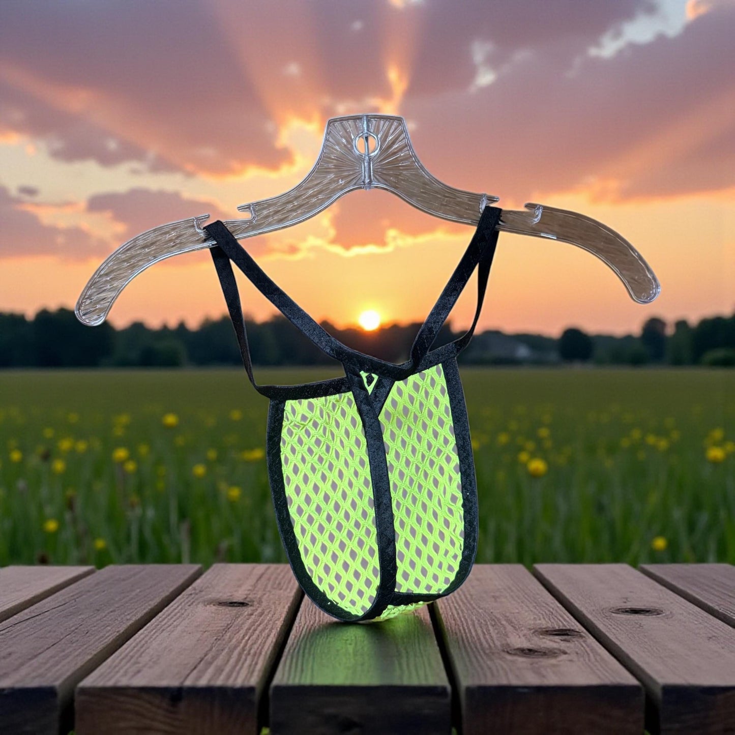 Neon Yellow Mesh Micro Thong for Men - Sexy Underwear