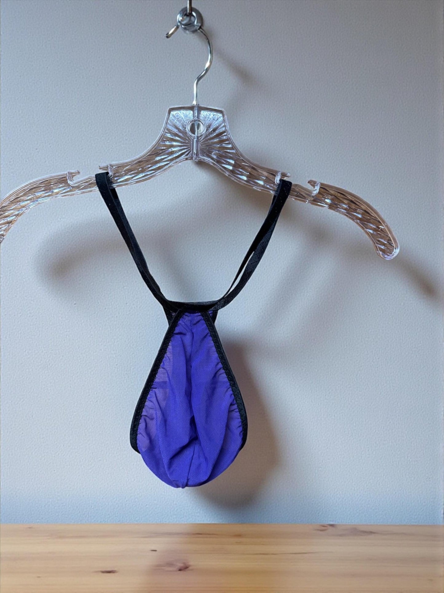 Purple Mesh Teardrop Thong for Men