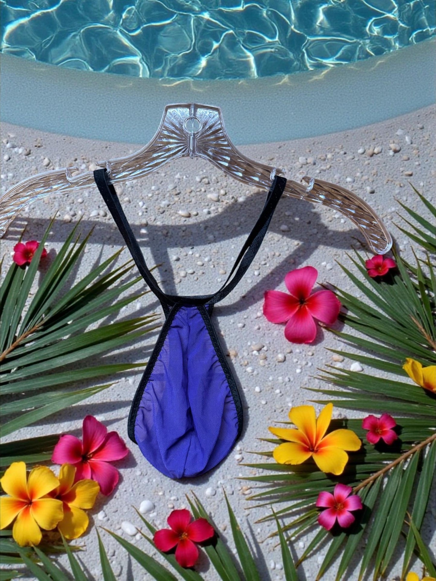 Purple Mesh Teardrop Thong for Men