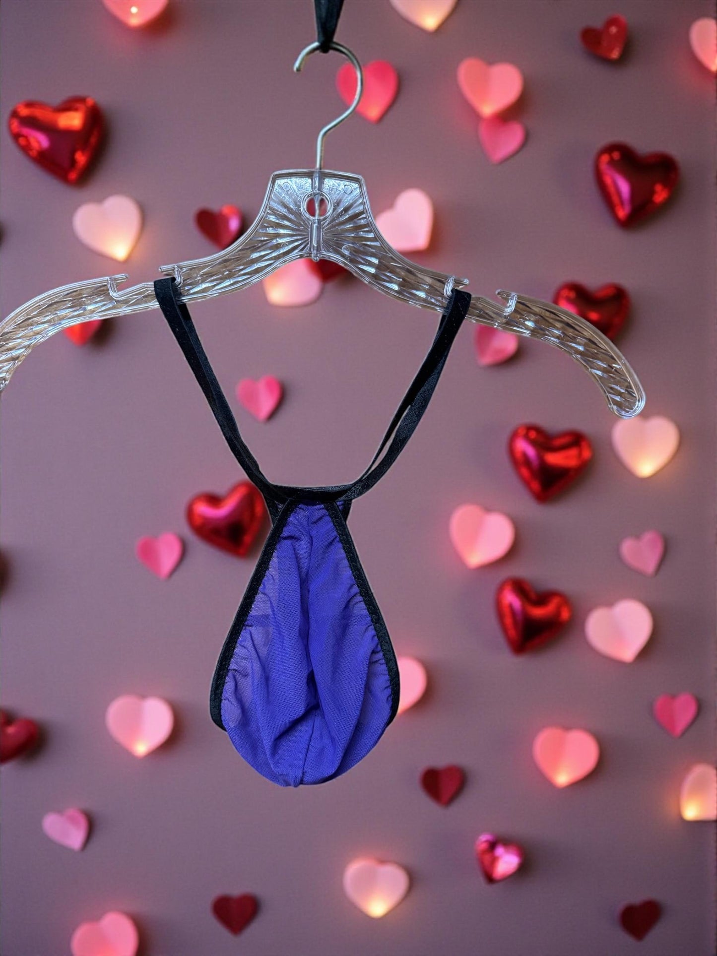 Purple Mesh Teardrop Thong for Men