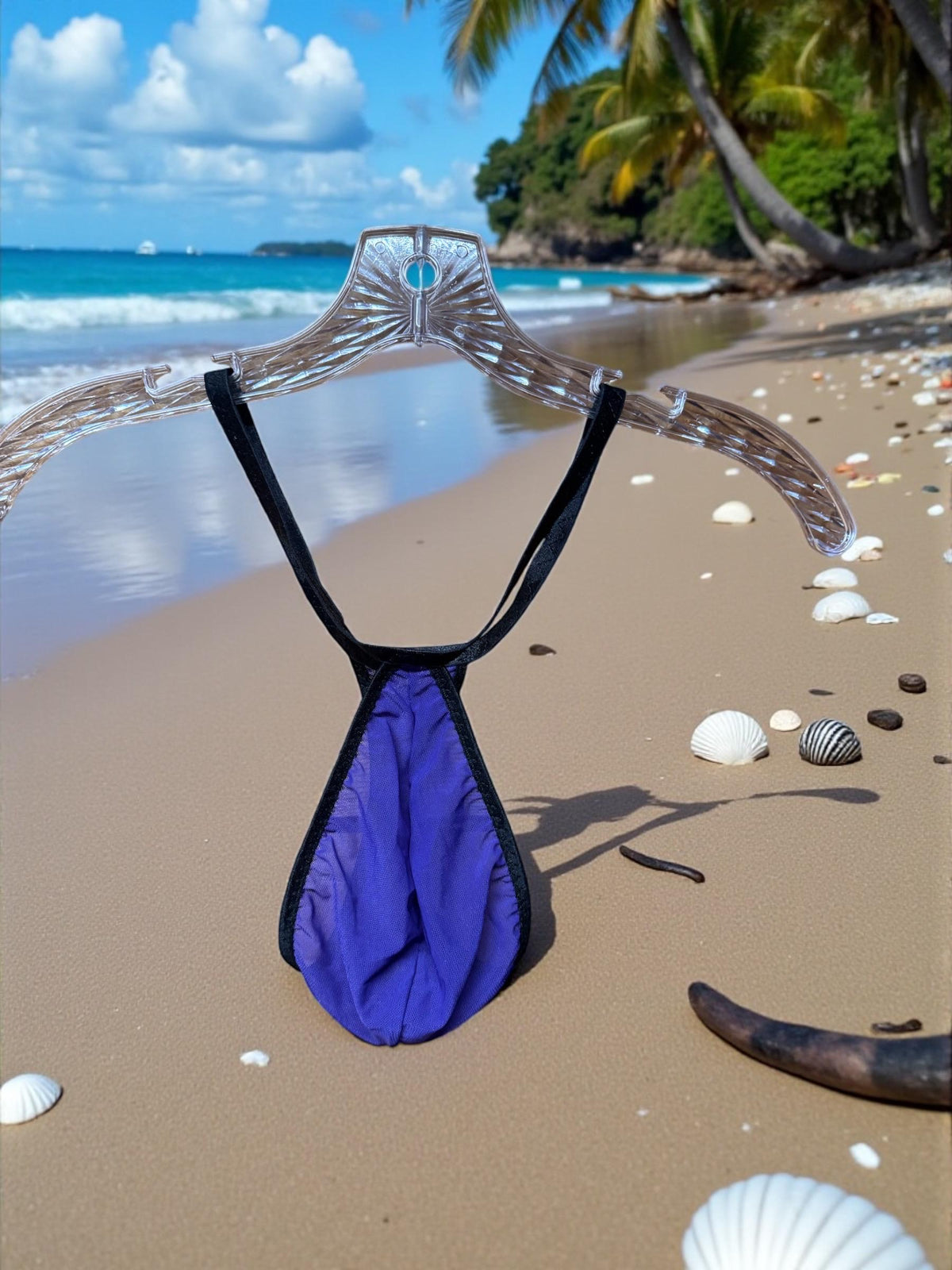 Purple Mesh Teardrop Thong for Men