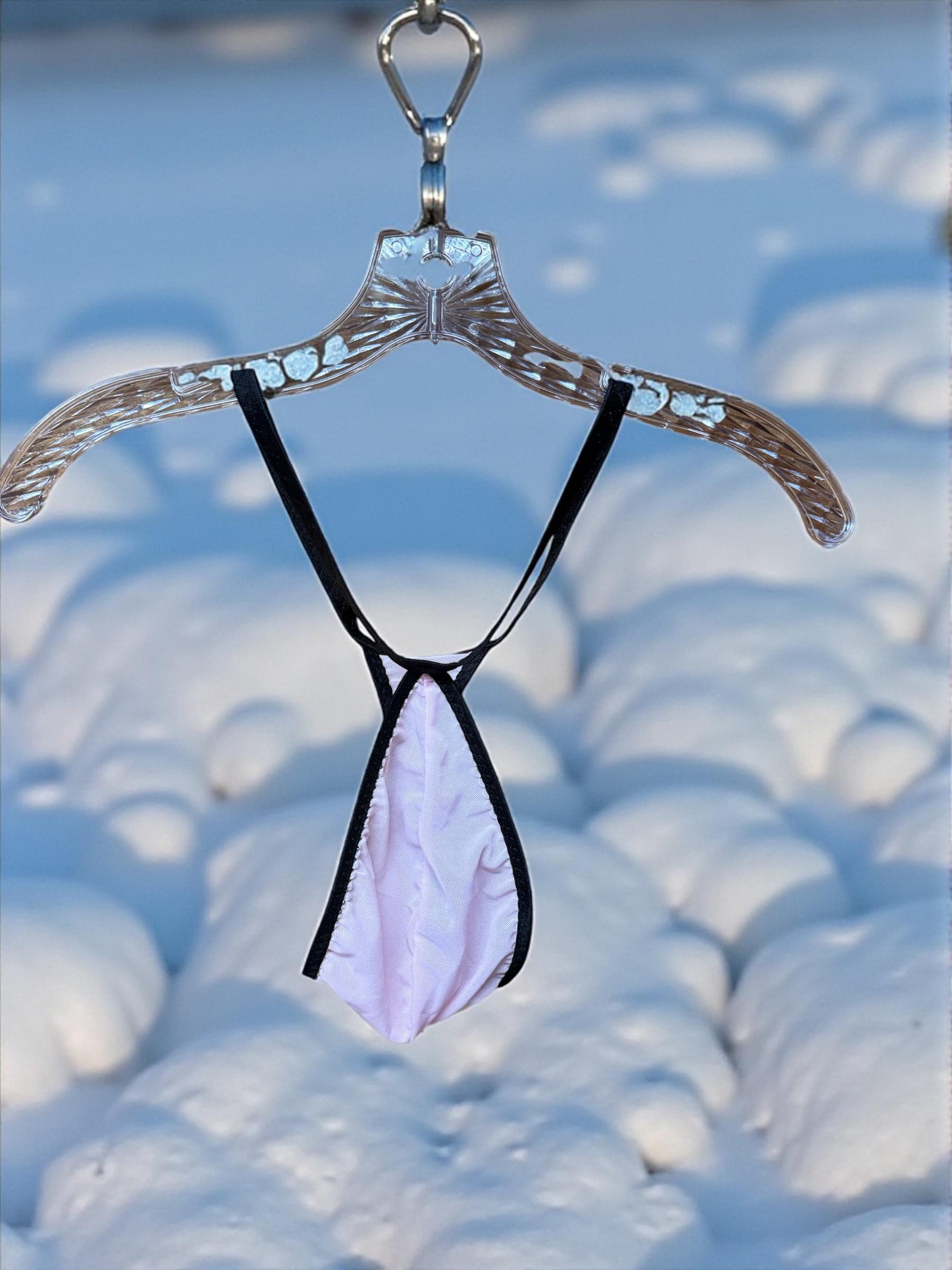 Pink Mesh Teardrop Thong for Men