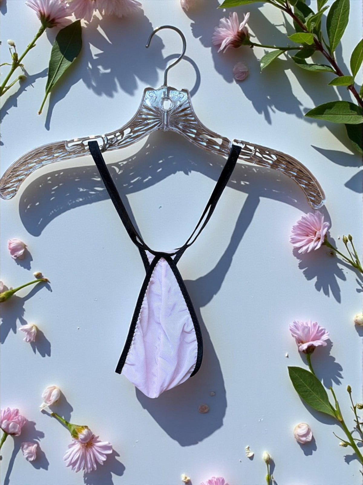 Pink Mesh Teardrop Thong for Men