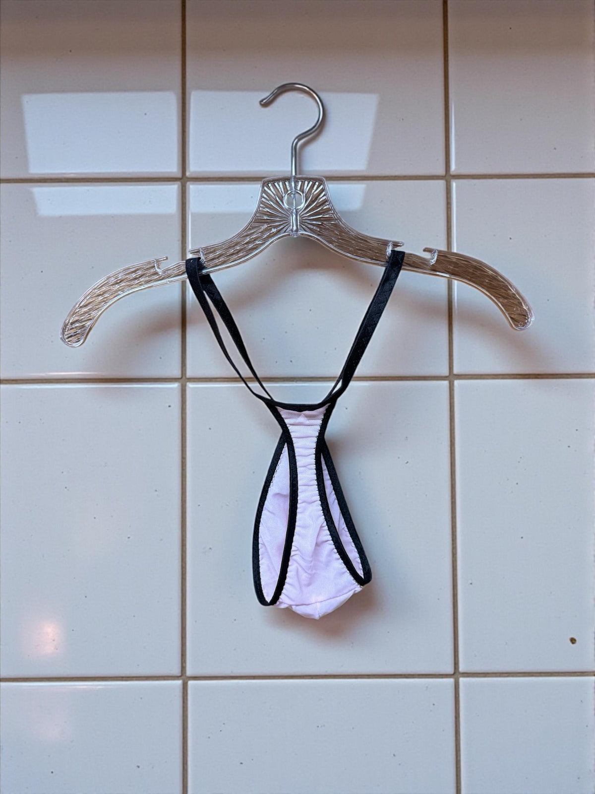 Pink Mesh Teardrop Thong for Men