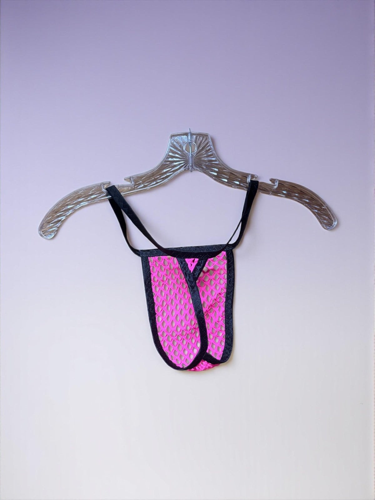 Neon Pink Mesh Thong for Men, Sheer Men’s Underwear, Handmade Lingerie