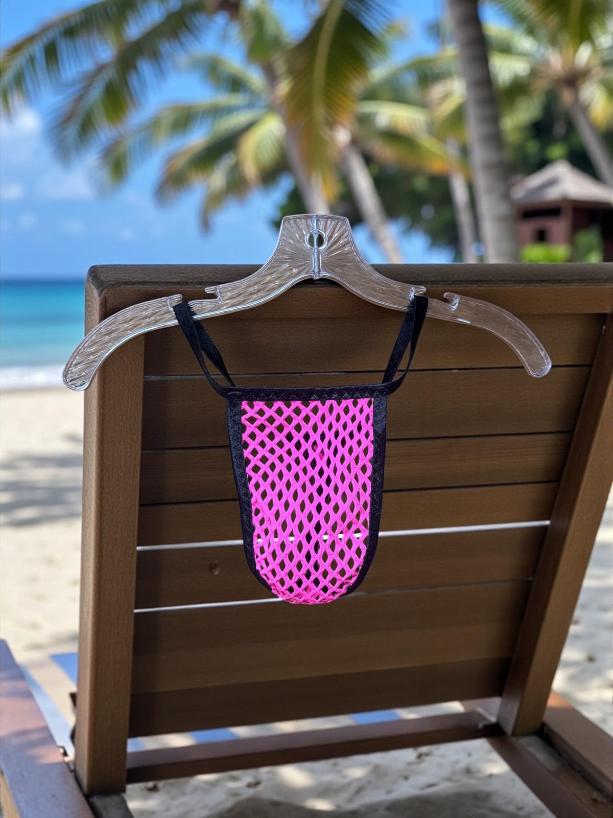 Neon Pink Mesh Thong for Men, Sheer Men’s Underwear, Handmade Lingerie