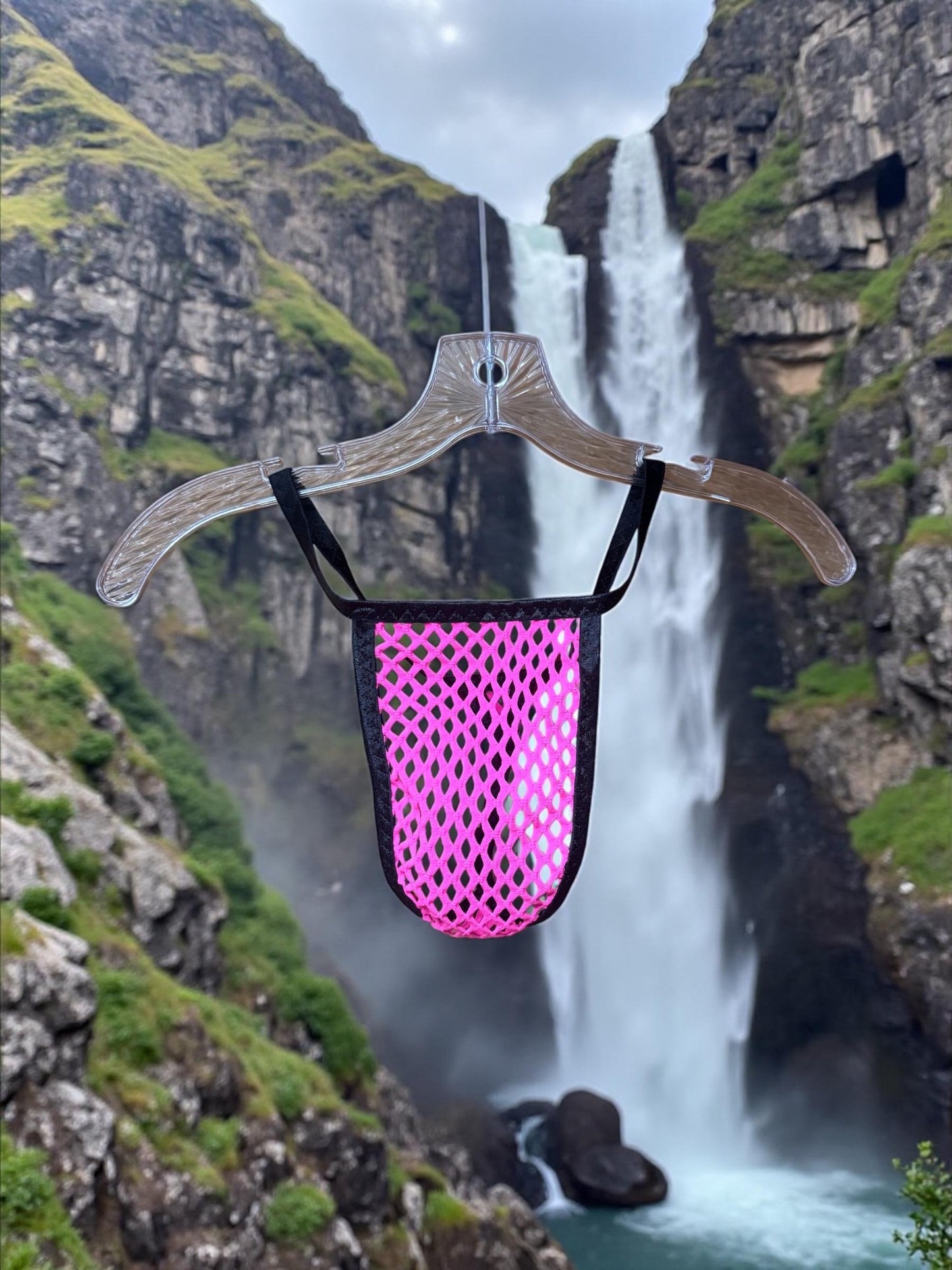 Neon Pink Mesh Thong for Men, Sheer Men’s Underwear, Handmade Lingerie