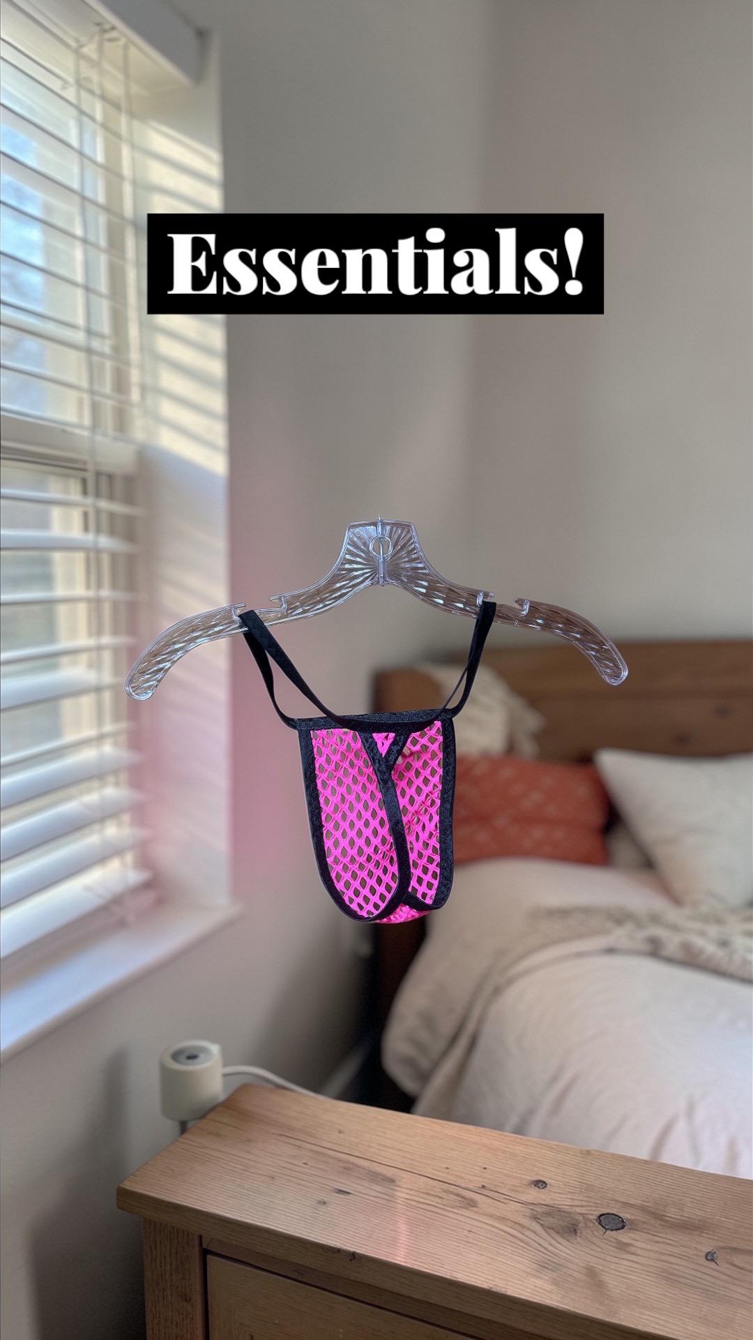 Neon Pink Mesh Thong for Men, Sheer Men’s Underwear, Handmade Lingerie