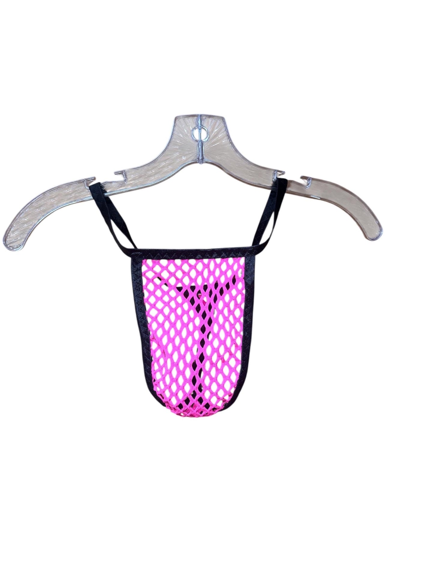 Neon Pink Mesh Thong for Men, Sheer Men’s Underwear, Handmade Lingerie