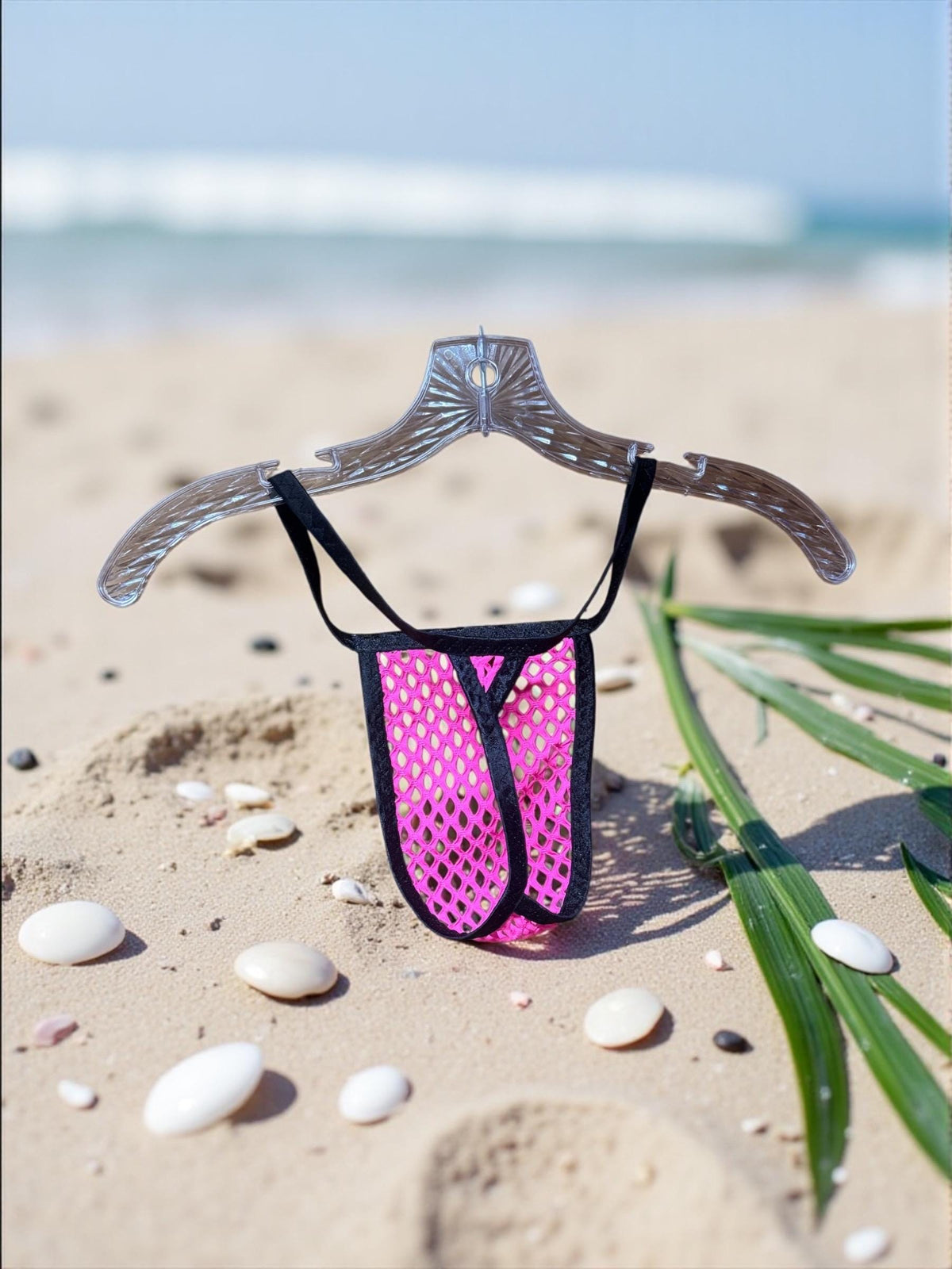 Neon Pink Mesh Thong for Men, Sheer Men’s Underwear, Handmade Lingerie