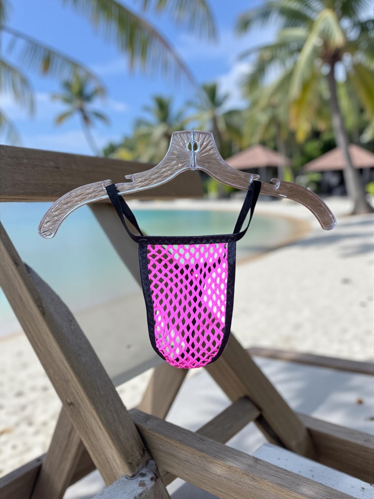 Neon Pink Mesh Thong for Men, Sheer Men’s Underwear, Handmade Lingerie