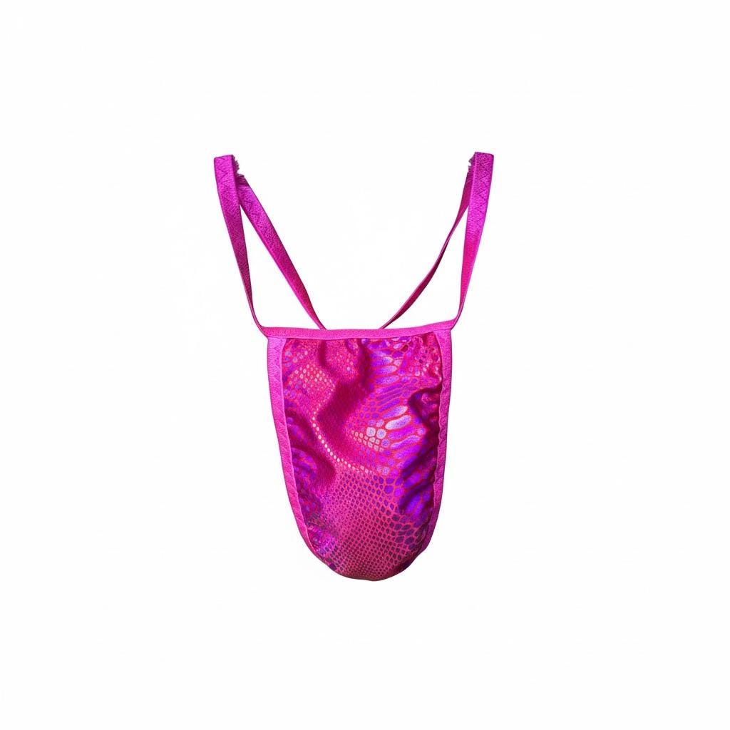 Men's Pink Holographic Swim Thong G-String | Exotic Underwear for Pool Parties