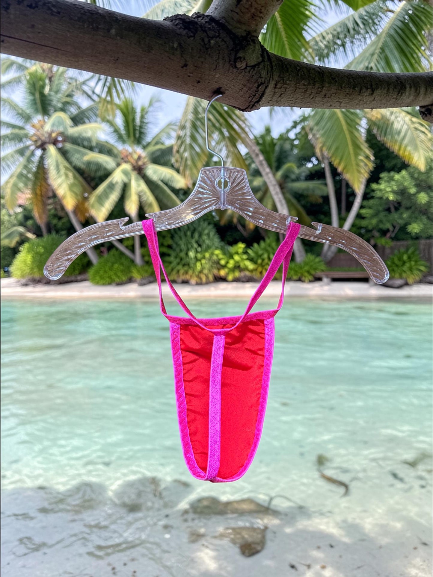 Men's Pink Holographic Swim Thong G-String | Exotic Underwear for Pool Parties
