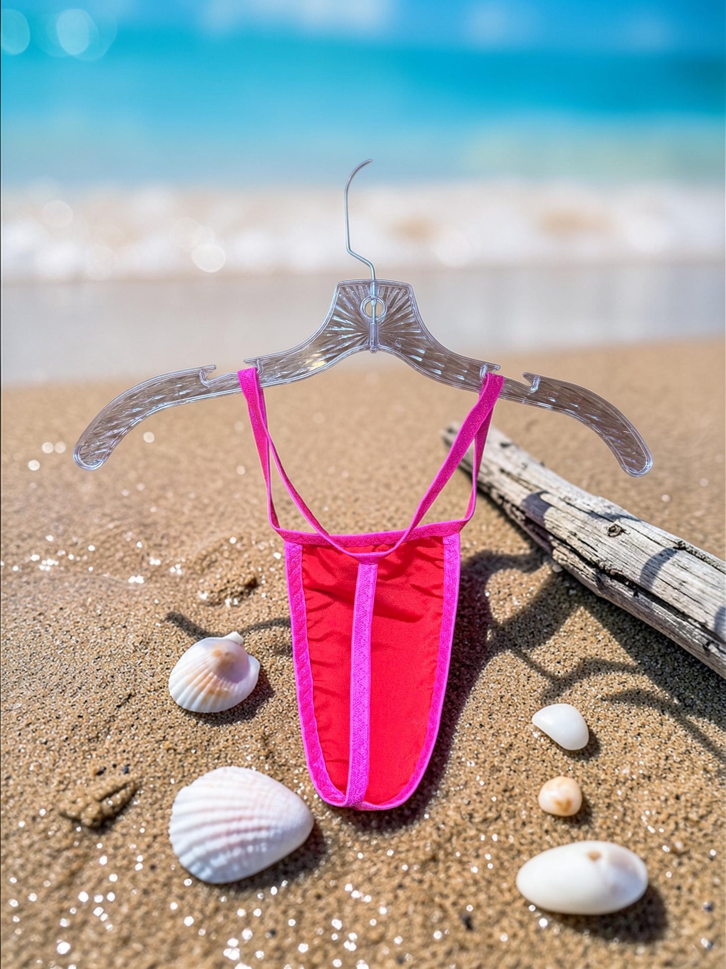 Men's Pink Holographic Swim Thong G-String | Exotic Underwear for Pool Parties