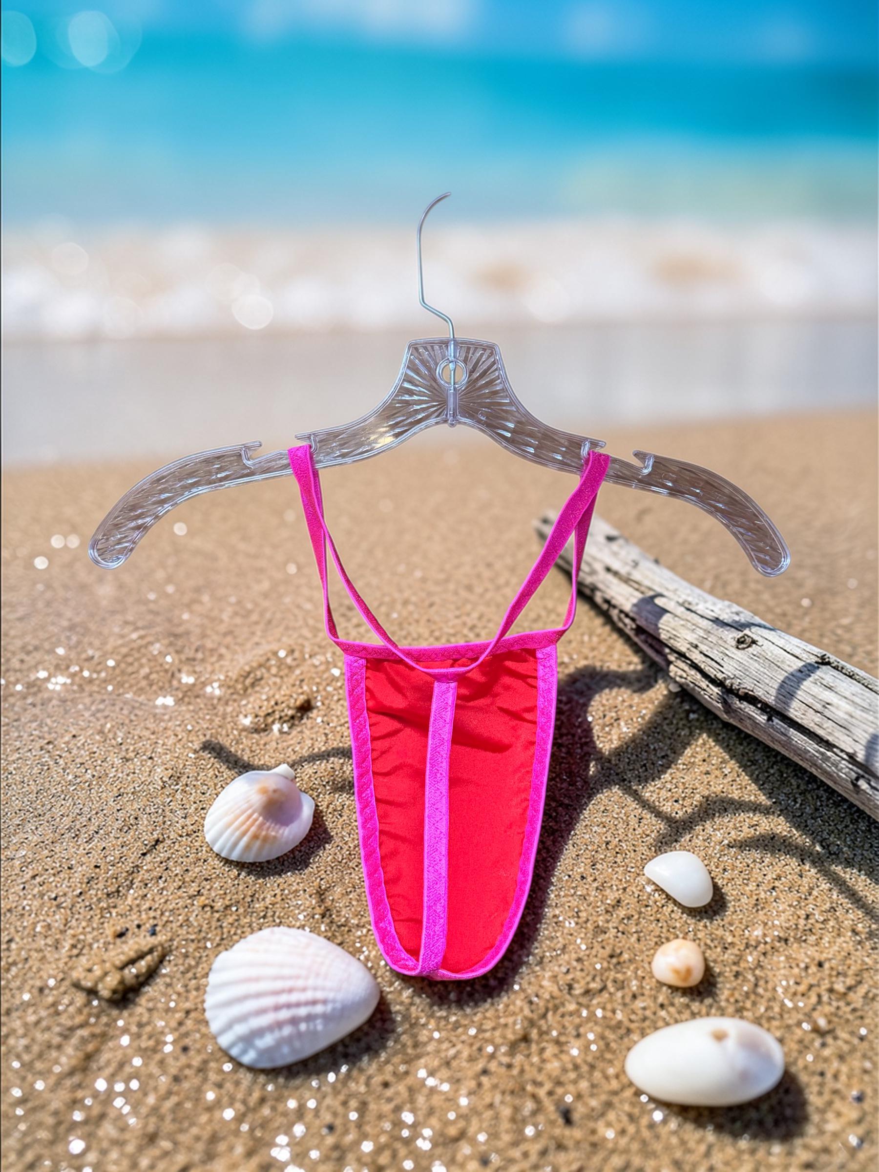 Men's Pink Holographic Swim Thong G-String | Exotic Underwear for Pool Parties