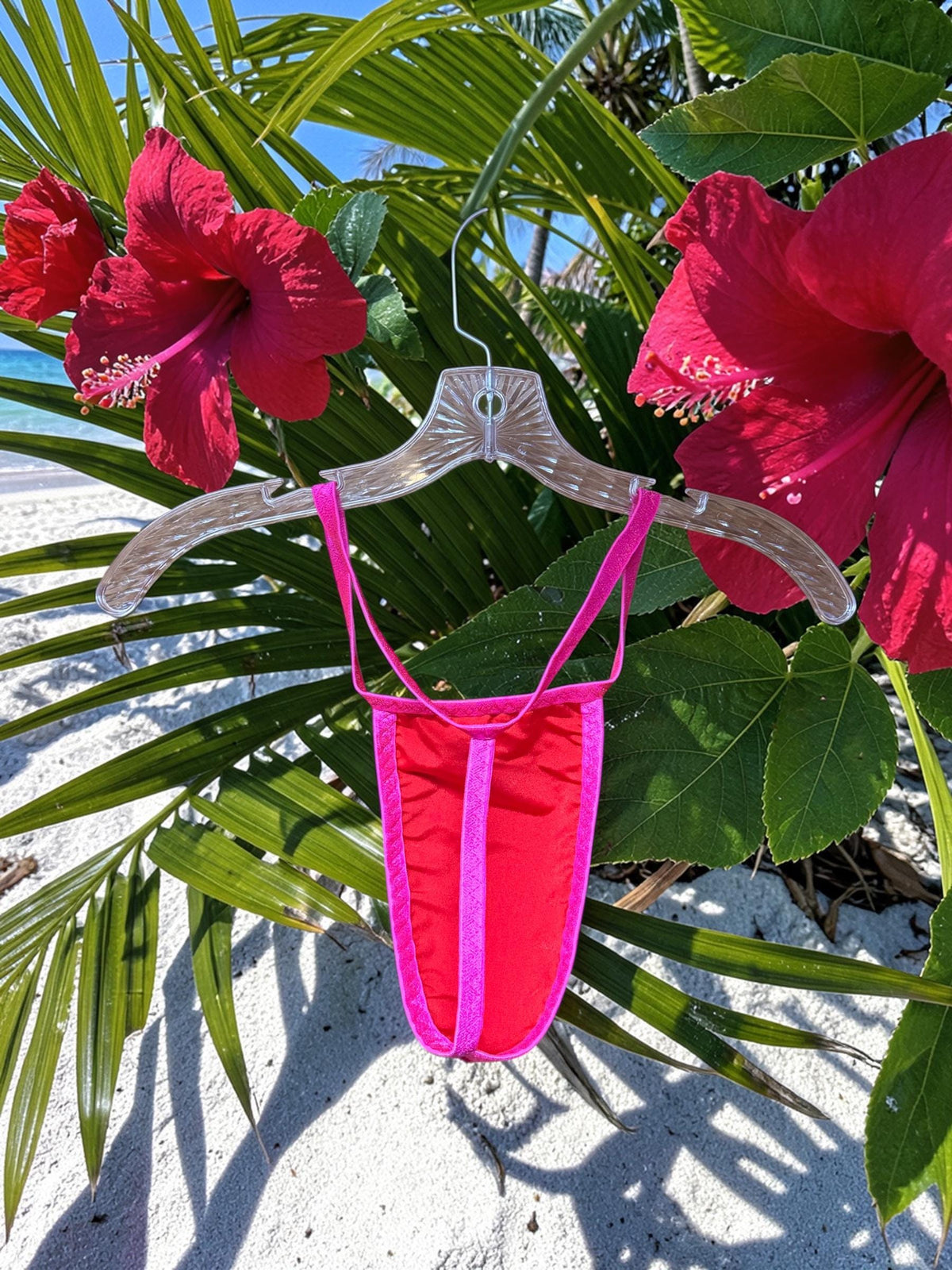 Men's Pink Holographic Swim Thong G-String | Exotic Underwear for Pool Parties